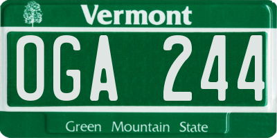 VT license plate OGA244