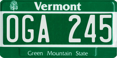 VT license plate OGA245