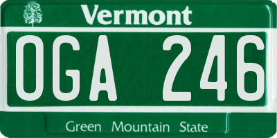 VT license plate OGA246