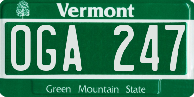 VT license plate OGA247