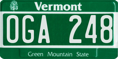 VT license plate OGA248