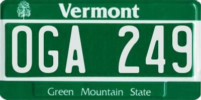 VT license plate OGA249