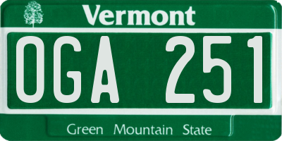 VT license plate OGA251