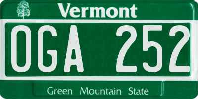 VT license plate OGA252