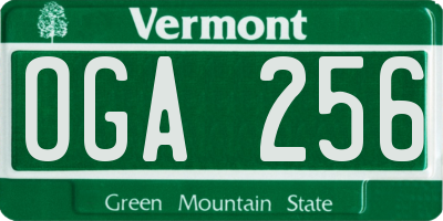 VT license plate OGA256