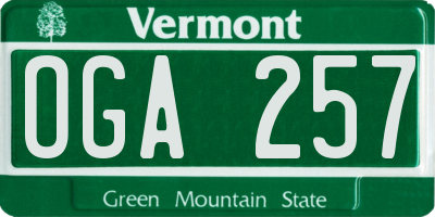 VT license plate OGA257