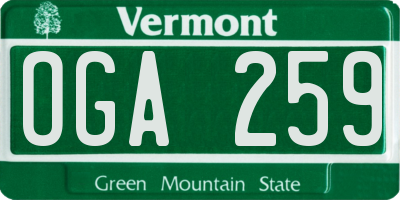 VT license plate OGA259