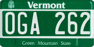 VT license plate OGA262