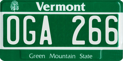 VT license plate OGA266