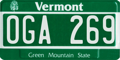 VT license plate OGA269