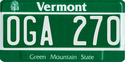 VT license plate OGA270