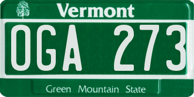 VT license plate OGA273