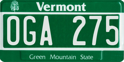 VT license plate OGA275