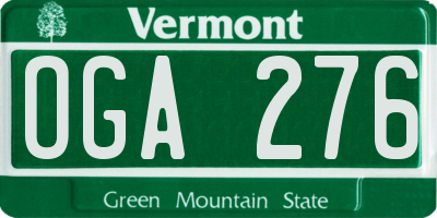 VT license plate OGA276