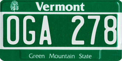 VT license plate OGA278