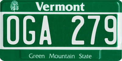 VT license plate OGA279