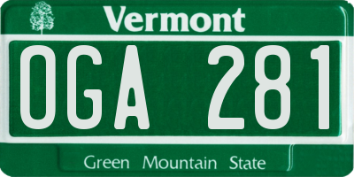 VT license plate OGA281