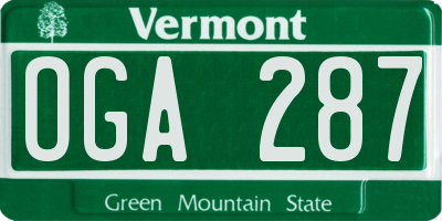 VT license plate OGA287