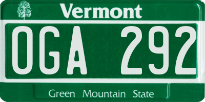 VT license plate OGA292