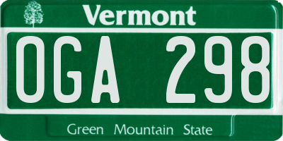 VT license plate OGA298