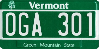VT license plate OGA301