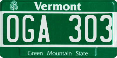 VT license plate OGA303