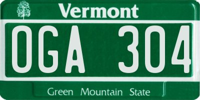 VT license plate OGA304