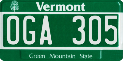 VT license plate OGA305