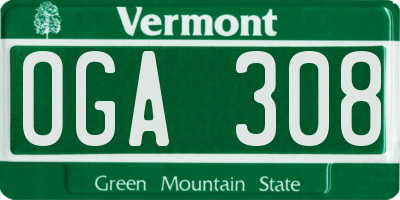 VT license plate OGA308