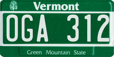 VT license plate OGA312