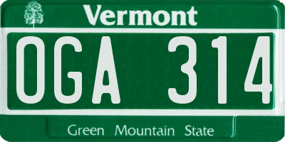 VT license plate OGA314