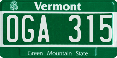 VT license plate OGA315