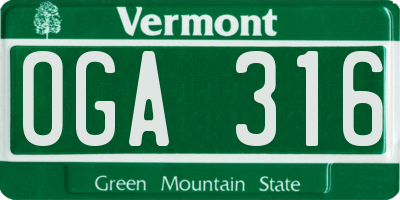 VT license plate OGA316