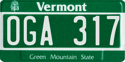 VT license plate OGA317