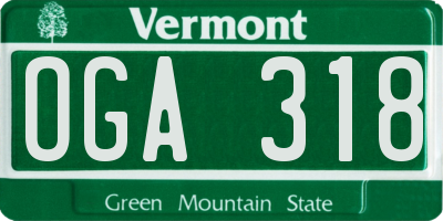 VT license plate OGA318