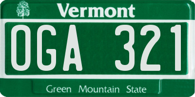 VT license plate OGA321