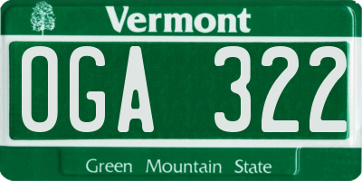 VT license plate OGA322