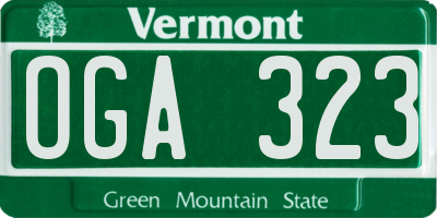 VT license plate OGA323
