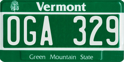 VT license plate OGA329