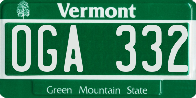 VT license plate OGA332
