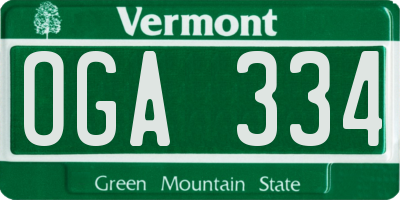 VT license plate OGA334