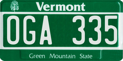 VT license plate OGA335
