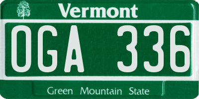 VT license plate OGA336