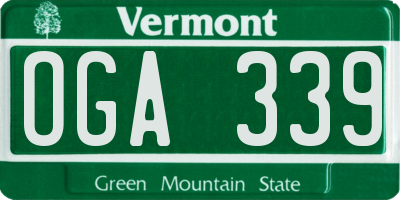 VT license plate OGA339