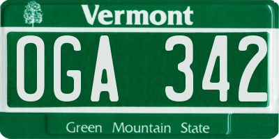 VT license plate OGA342