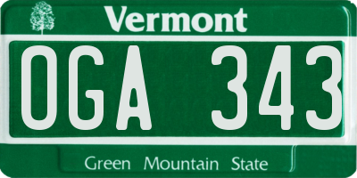 VT license plate OGA343