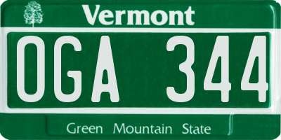 VT license plate OGA344