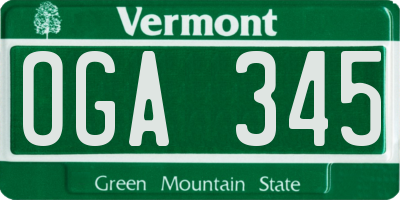 VT license plate OGA345