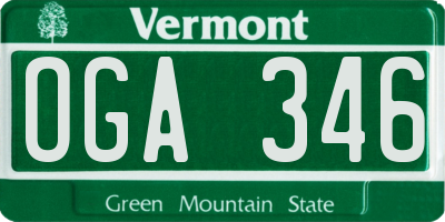 VT license plate OGA346