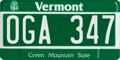 VT license plate OGA347